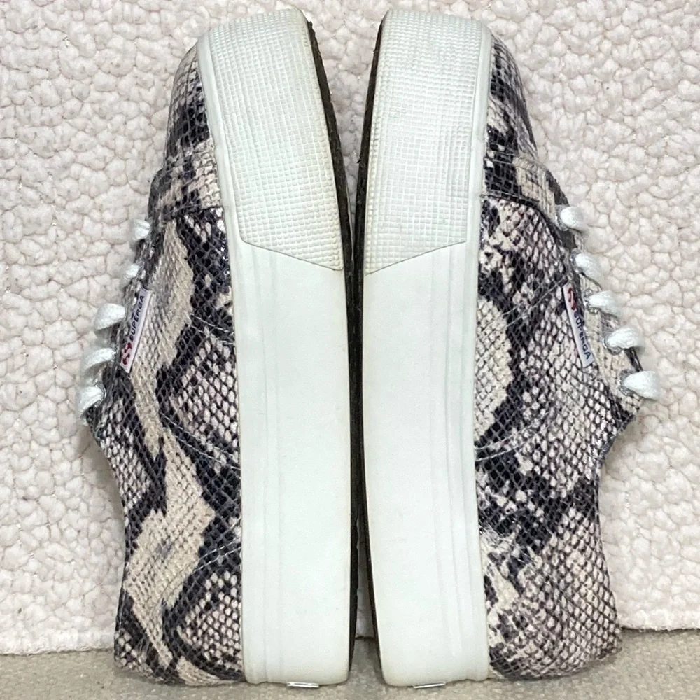 Superga Unisex Snake Print Platform Sneakers Shoes Size US Men's 5 & Womens 6.5